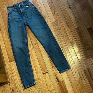 AMERICAN EAGLE Jeans Womens 000‎ Mom High Rise Medium Wash Stretch Denim